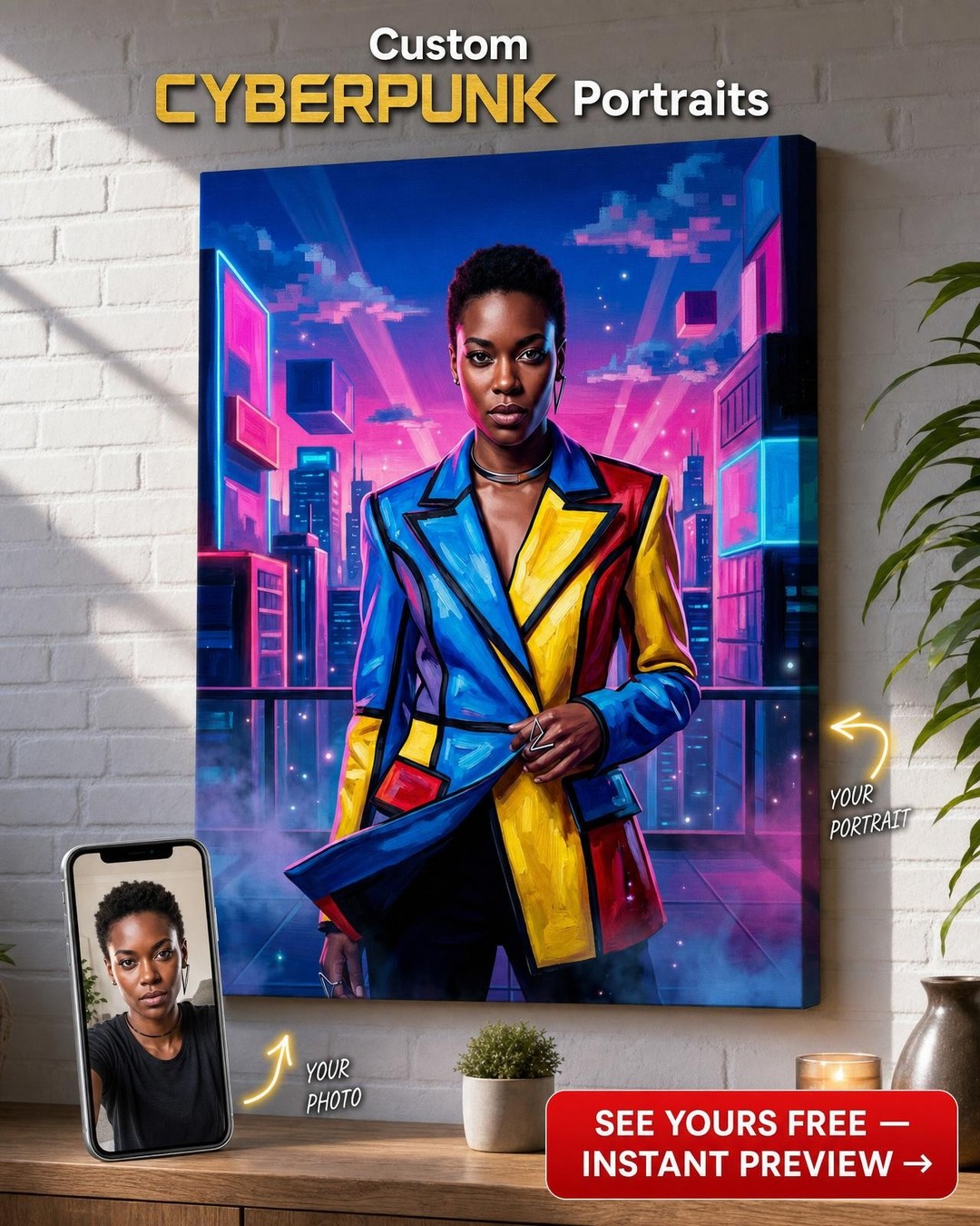 Moderní minimalistický portrét v pop art stylu - Živá minimalistická ikonická postava