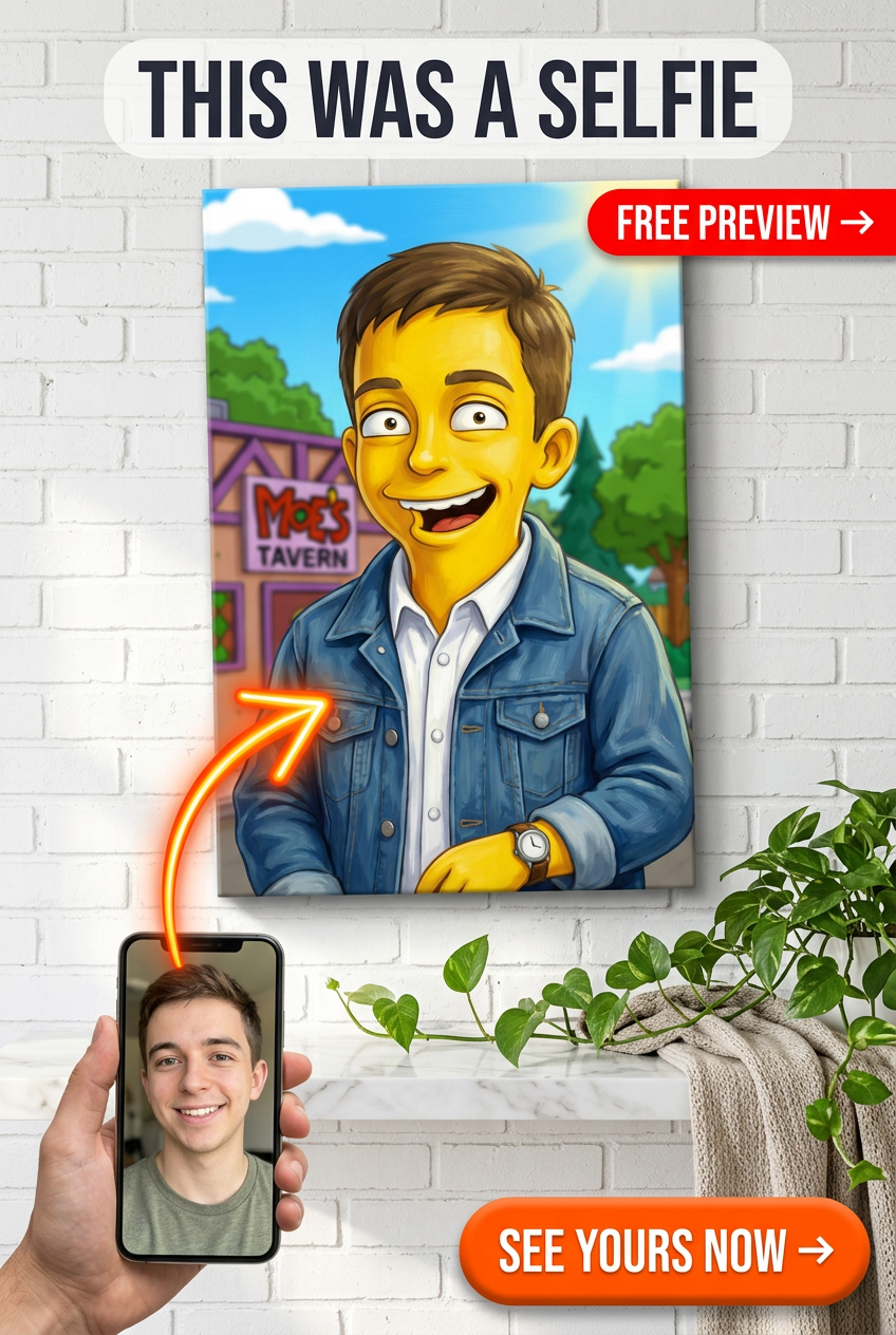 Custom Cartoon Man Portrait — Whimsical Canvas