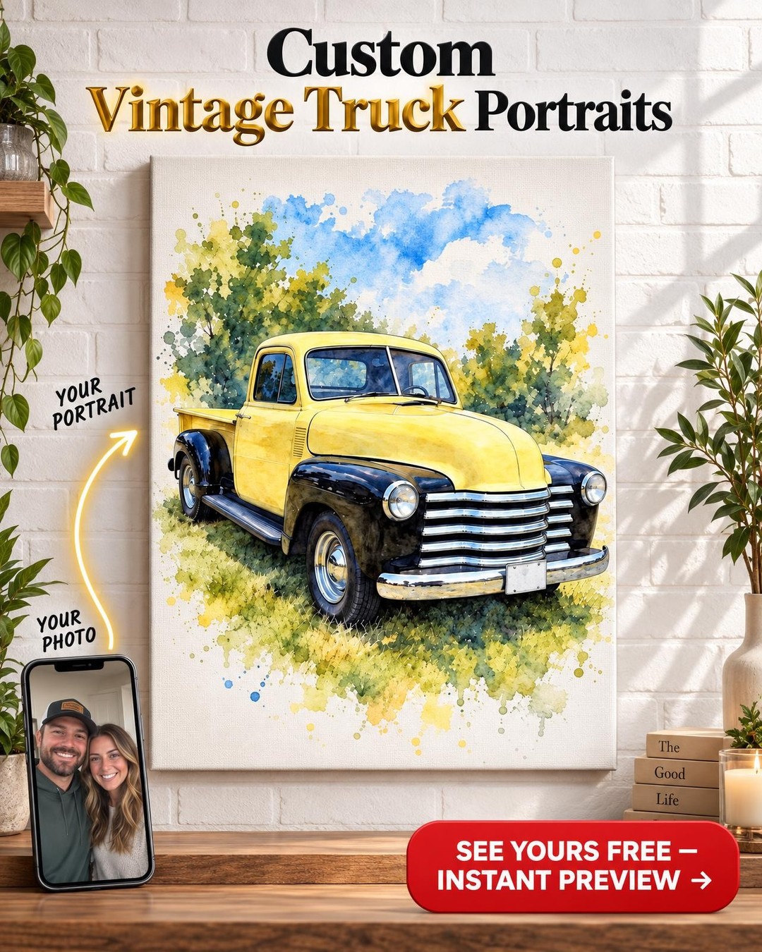 Watercolor Custom Truck Portrait from Photo | Personalized Truck Gift