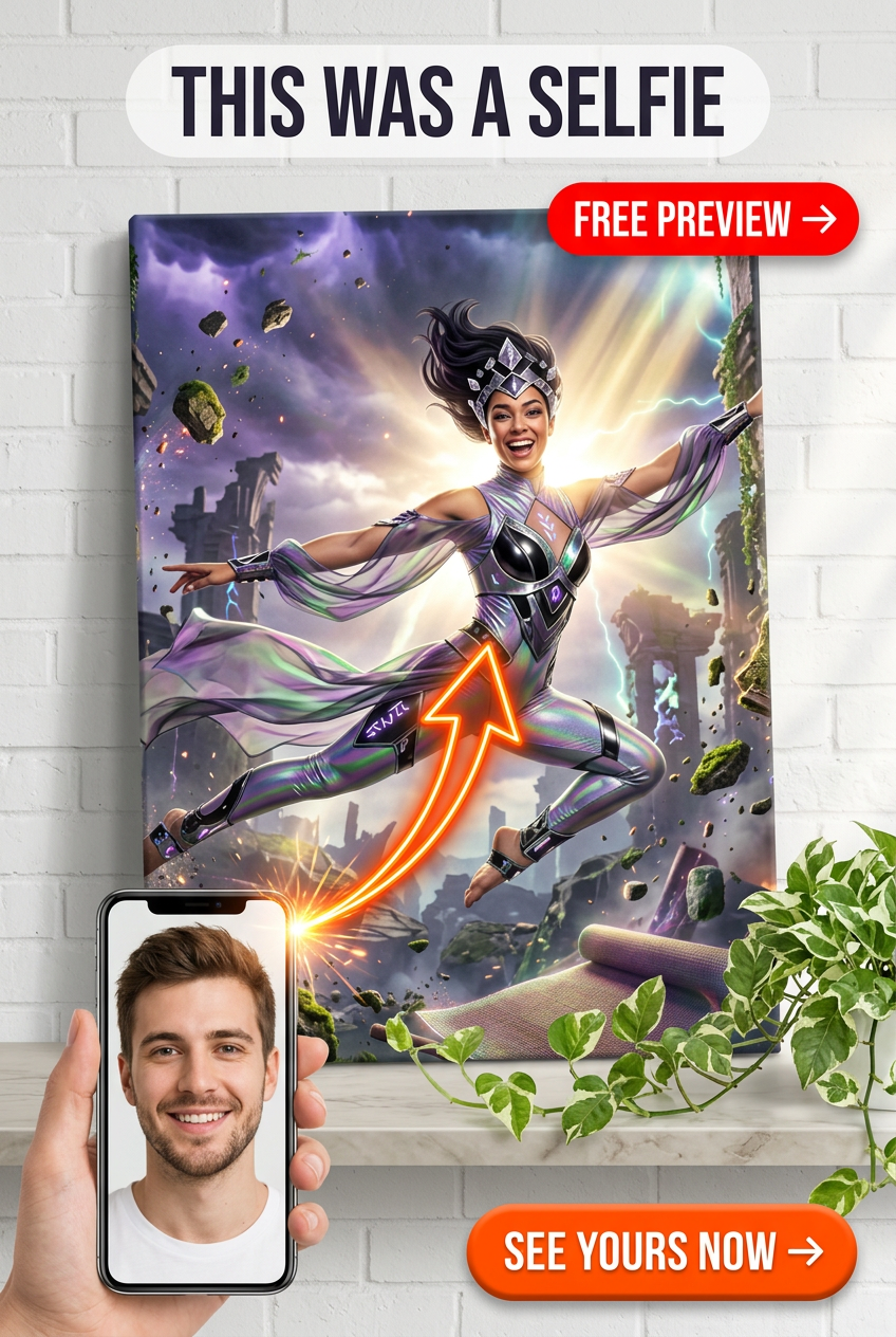 Custom Superhero Man Portrait — Whimsical Canvas for Her