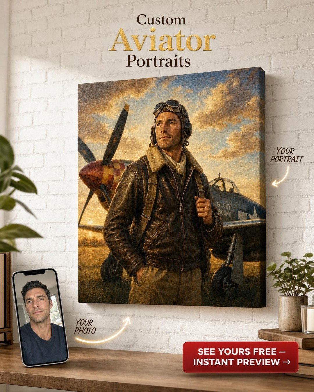 Custom Pilot Portrait for Aviation Lovers