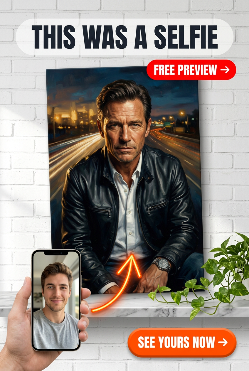 Custom Impressionist Single-Man Portrait — Heroic Urban Canvas