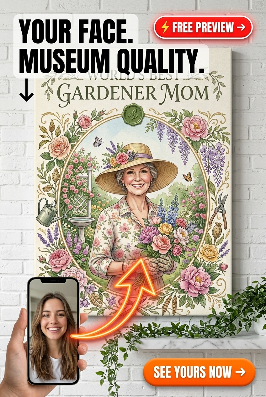 Custom Mother's Day Mother-Child Portrait — Whimsical Gardener Canvas from Photo