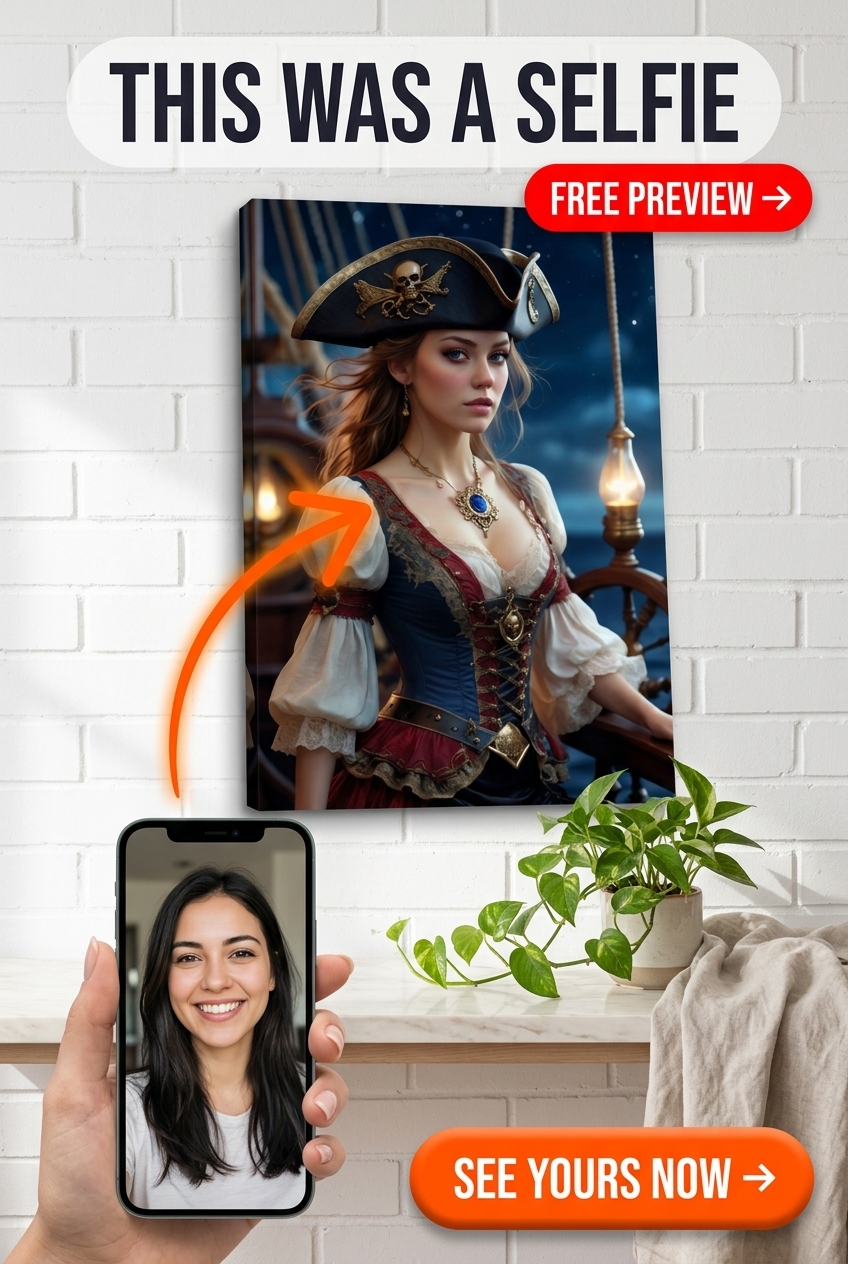 Custom Portrait from Photo - Pirate Theme | Premium Canvas Portraits