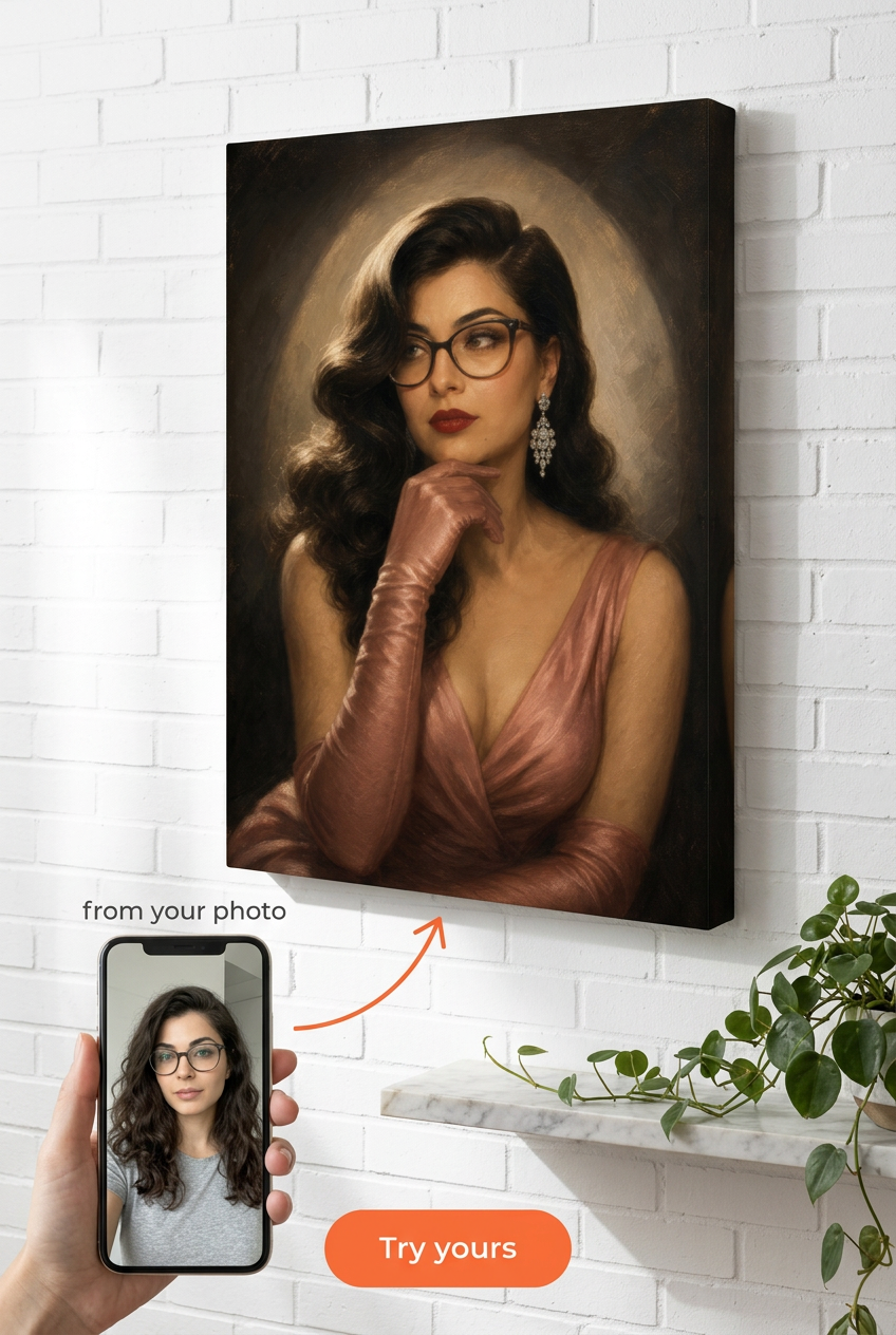Custom 1940s Silver Screen Diva Portrait from Photo | Personalized Gift