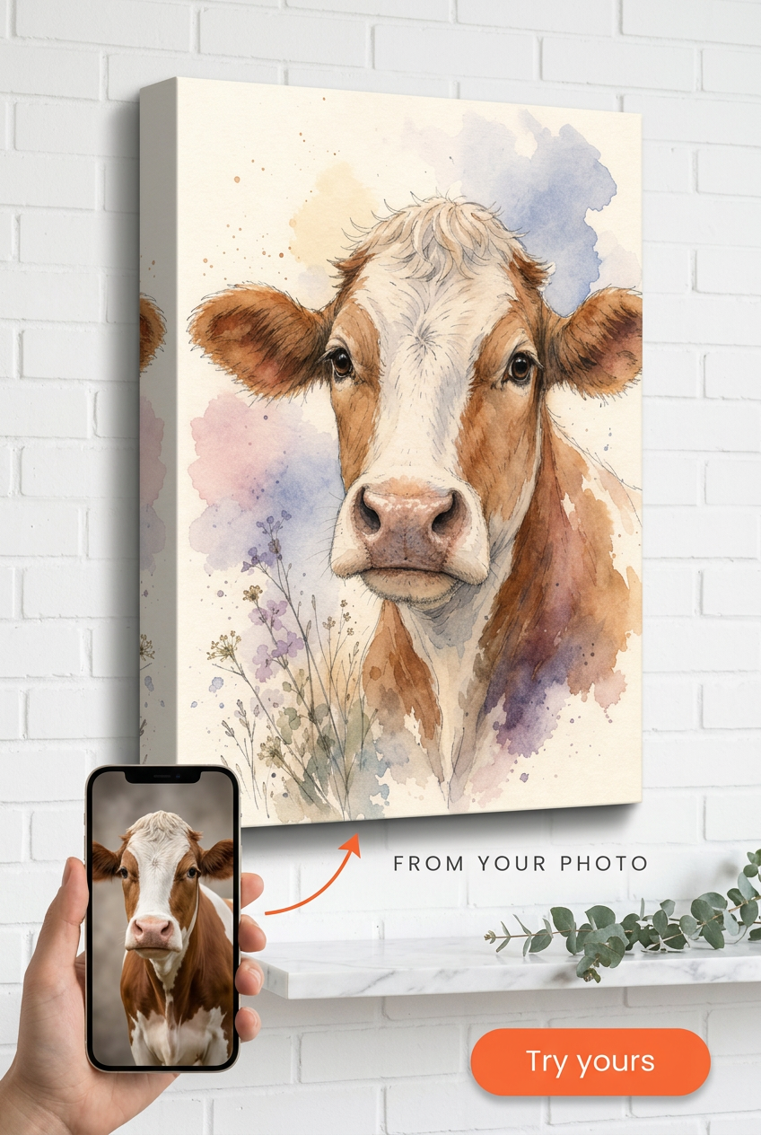 Custom Watercolor Dog Portrait — Whimsical Pet Canvas Art