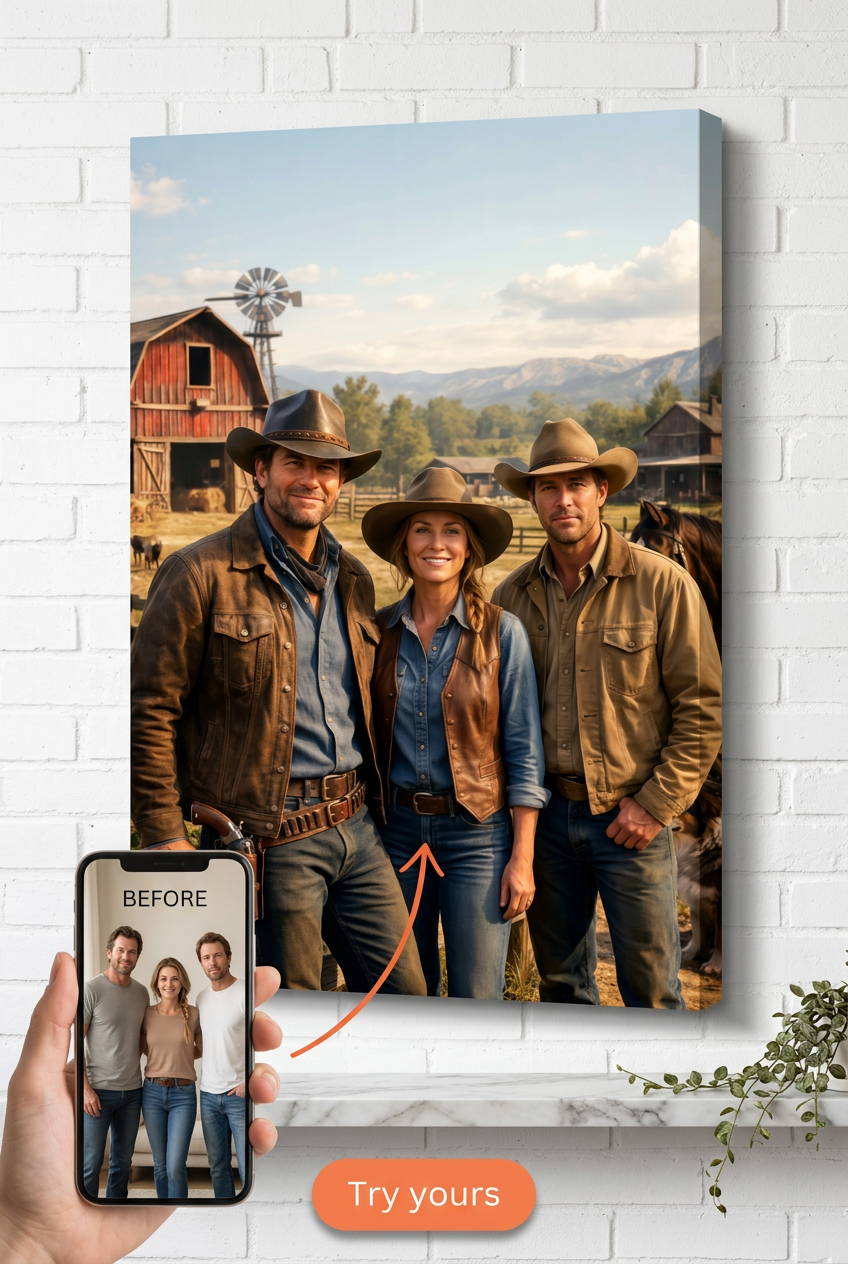 Western-Style Custom Portrait from Photo | Unique Personalized Gift