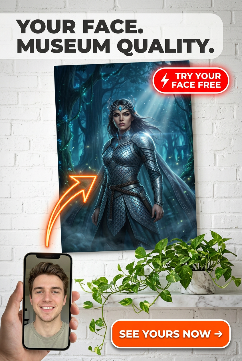 Custom Fantasy Man Portrait — Heroic Armor & Crown Canvas