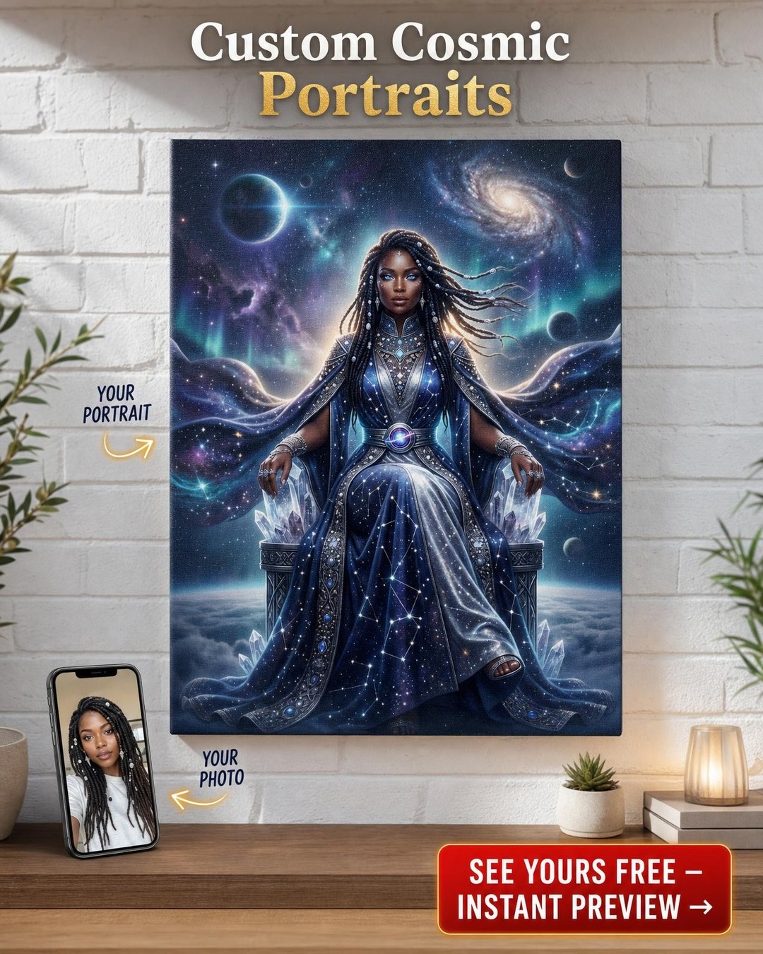 Custom Fantasy Man Portrait — Whimsical Cosmic Robe from Photo