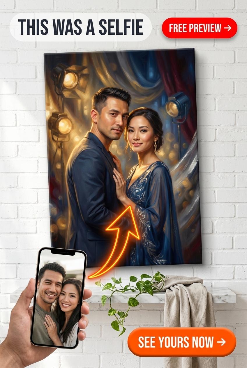 Custom Wedding Couple Portrait Canvas — Romantic AI Art from Photo