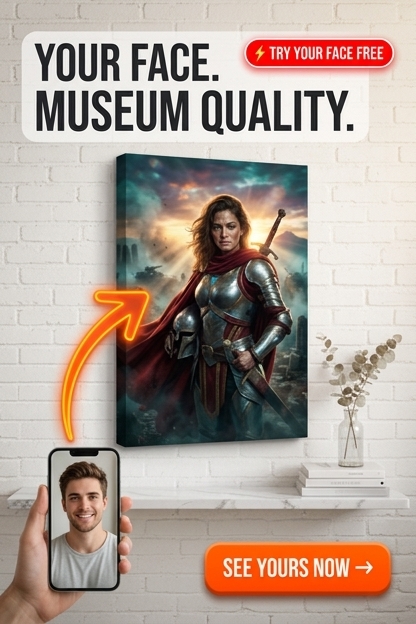 Custom Knight Portrait for Him — Heroic Armor Canvas