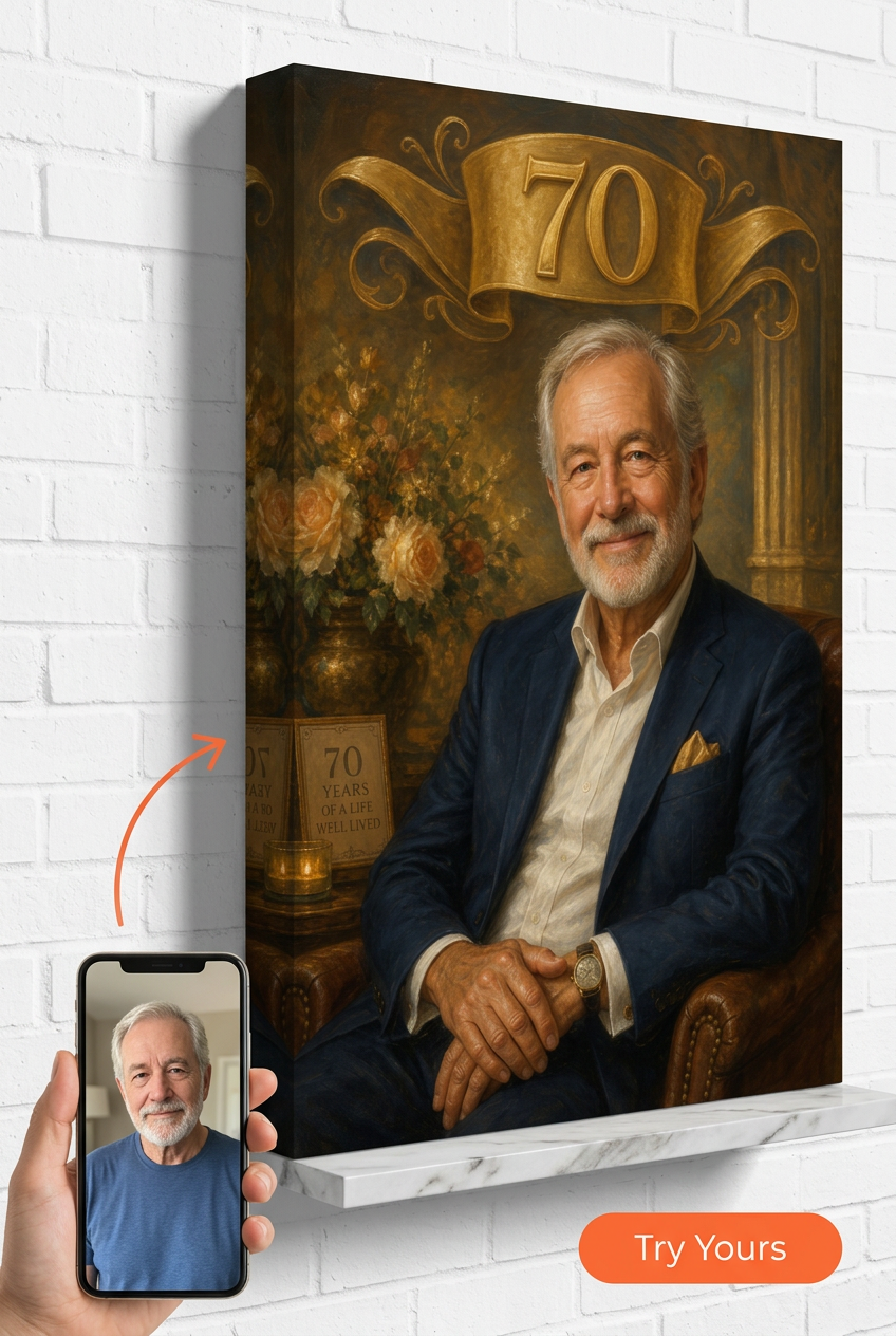 Custom Birthday Single-Man Portrait — Regal 70th Milestone from Photo