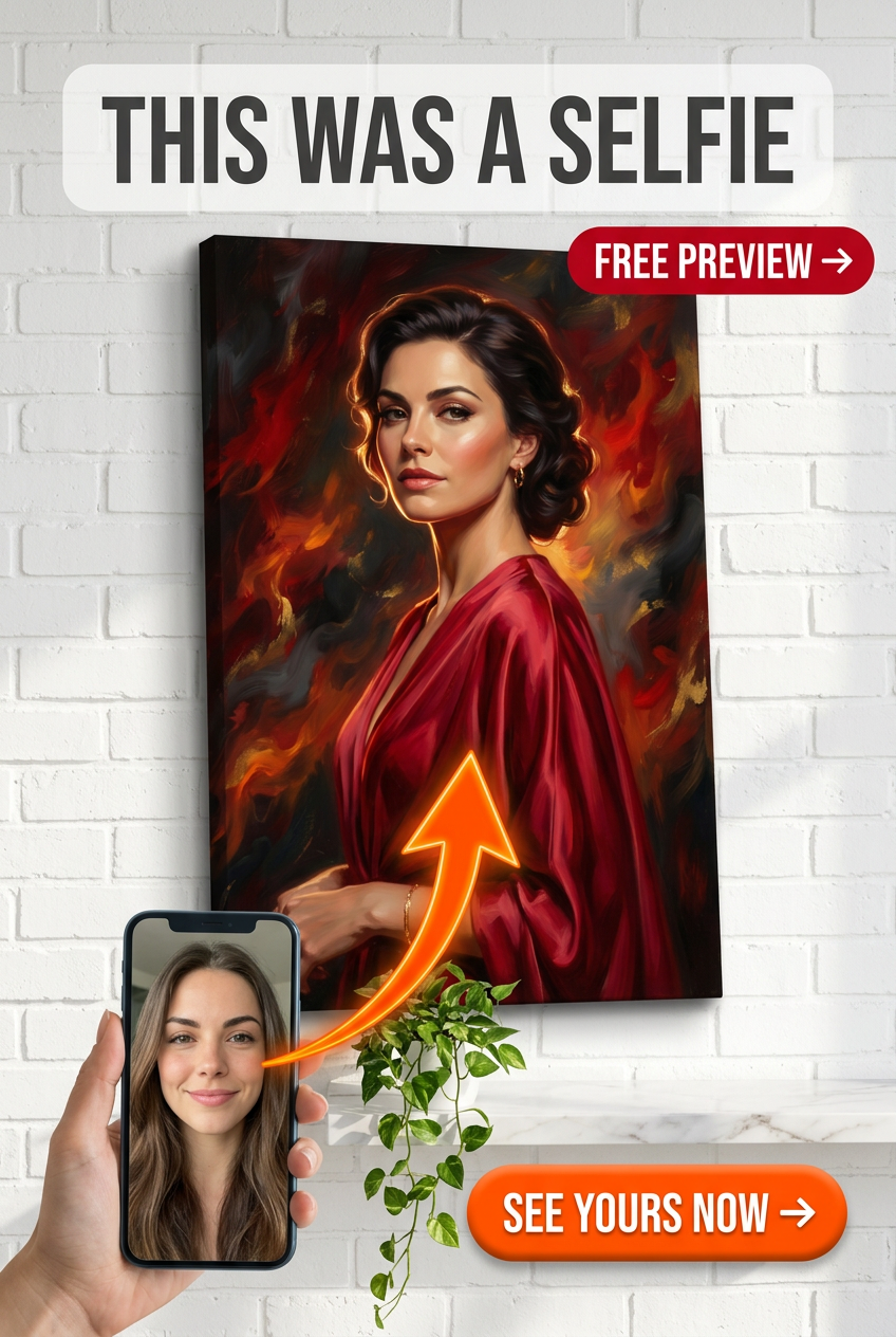 Fiery Elegance: Bold Portrait Art for Him