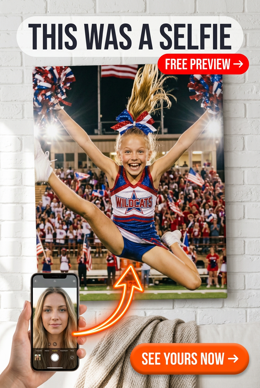 Custom Football Girl Portrait — Cheerleader Canvas from Photo