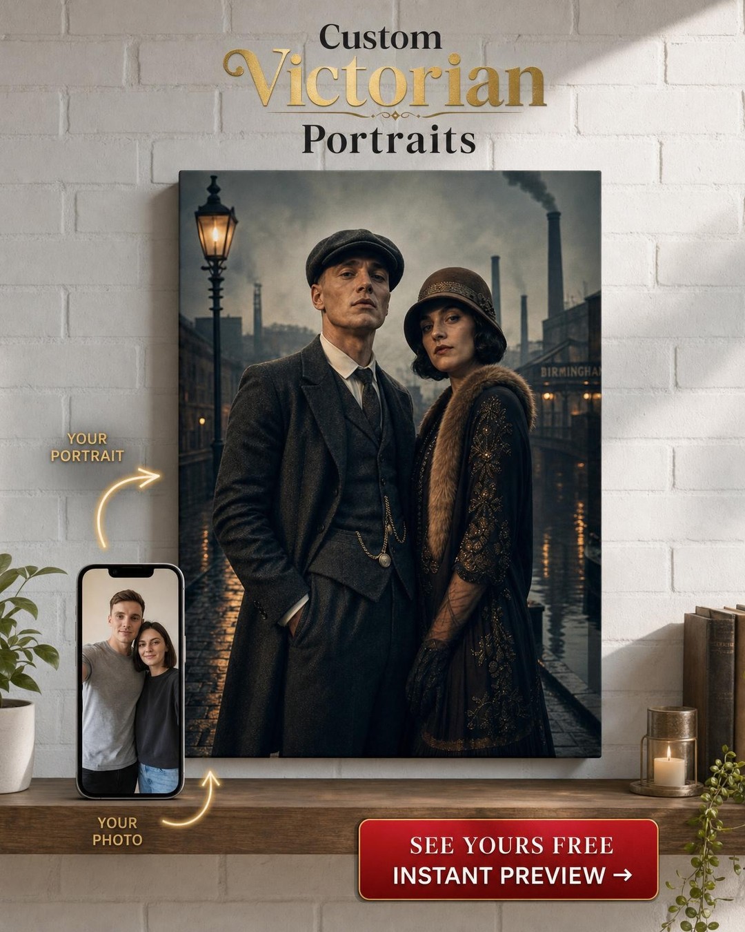 Romantic Peaky Blinders Custom Portrait