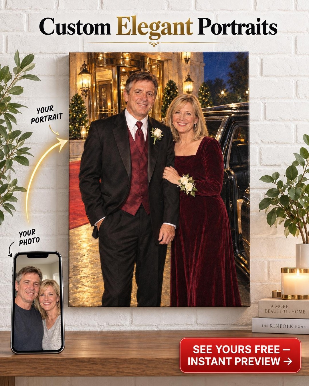 1990s Prom Night Couple Custom Portrait from Photo | Personalized Prom Portrait Gift