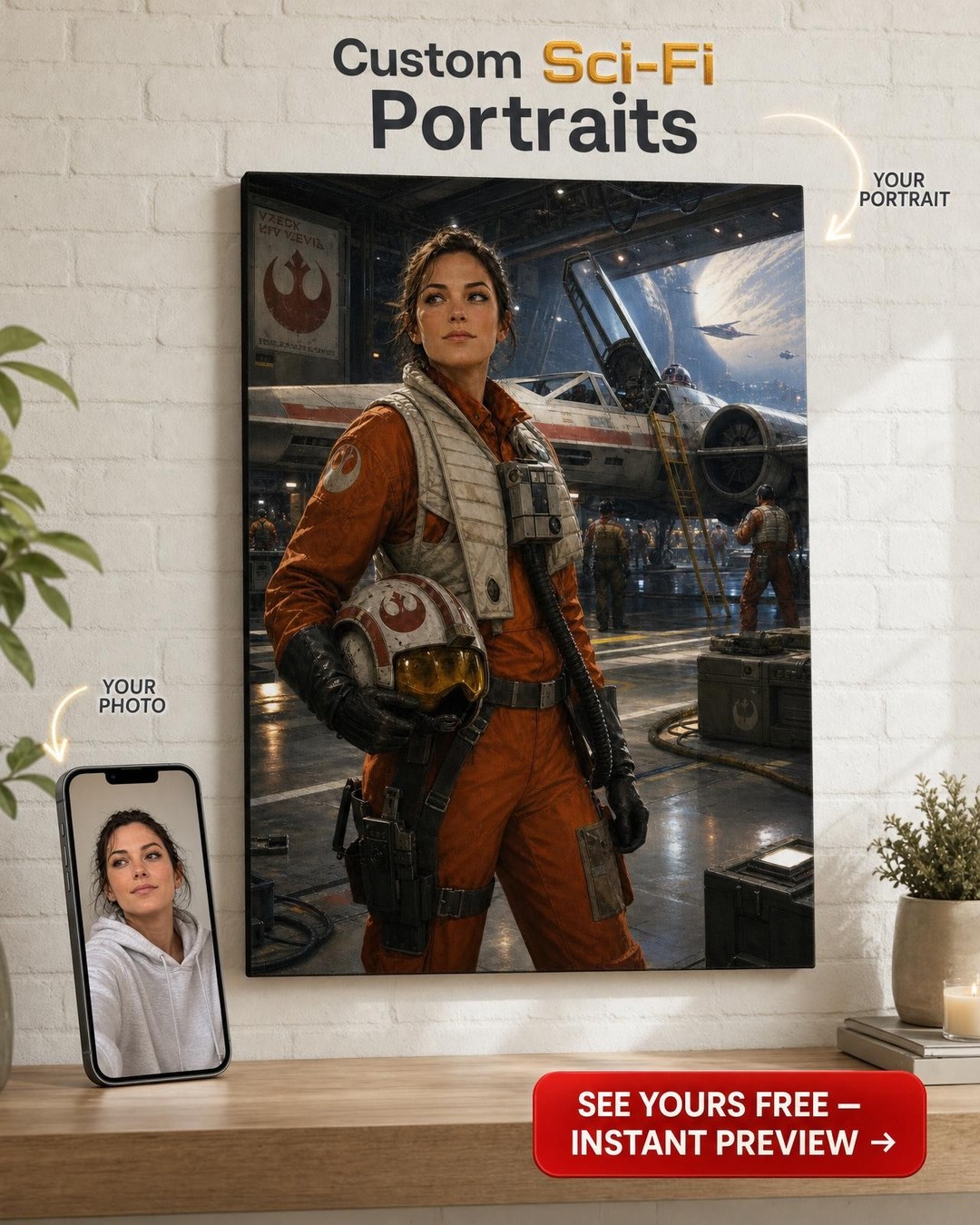 Starfighter Pilot Portrait: Personalized Galactic Gift