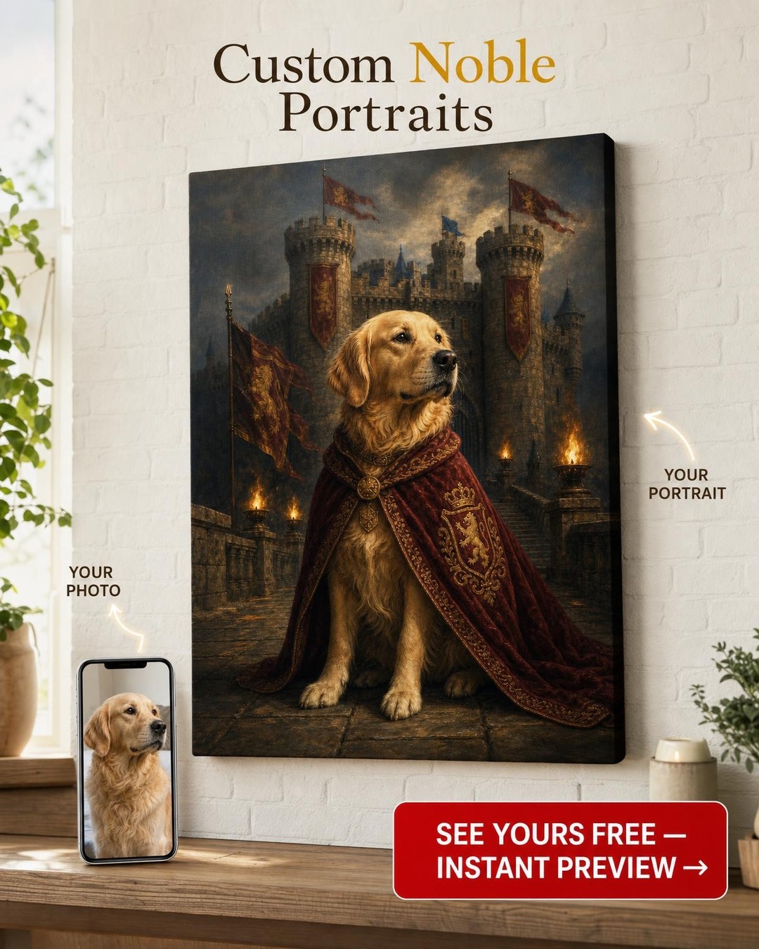 Medieval Castle Custom Portrait from Photo | Personalized Canvas Gift