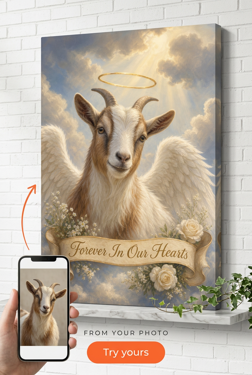 Custom Memorial Dog Portrait — Angel Wings Canvas from Photo