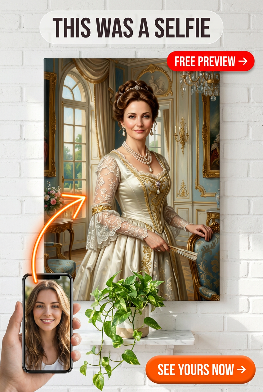 Custom Royal Woman Portrait — Regal Canvas from Photo