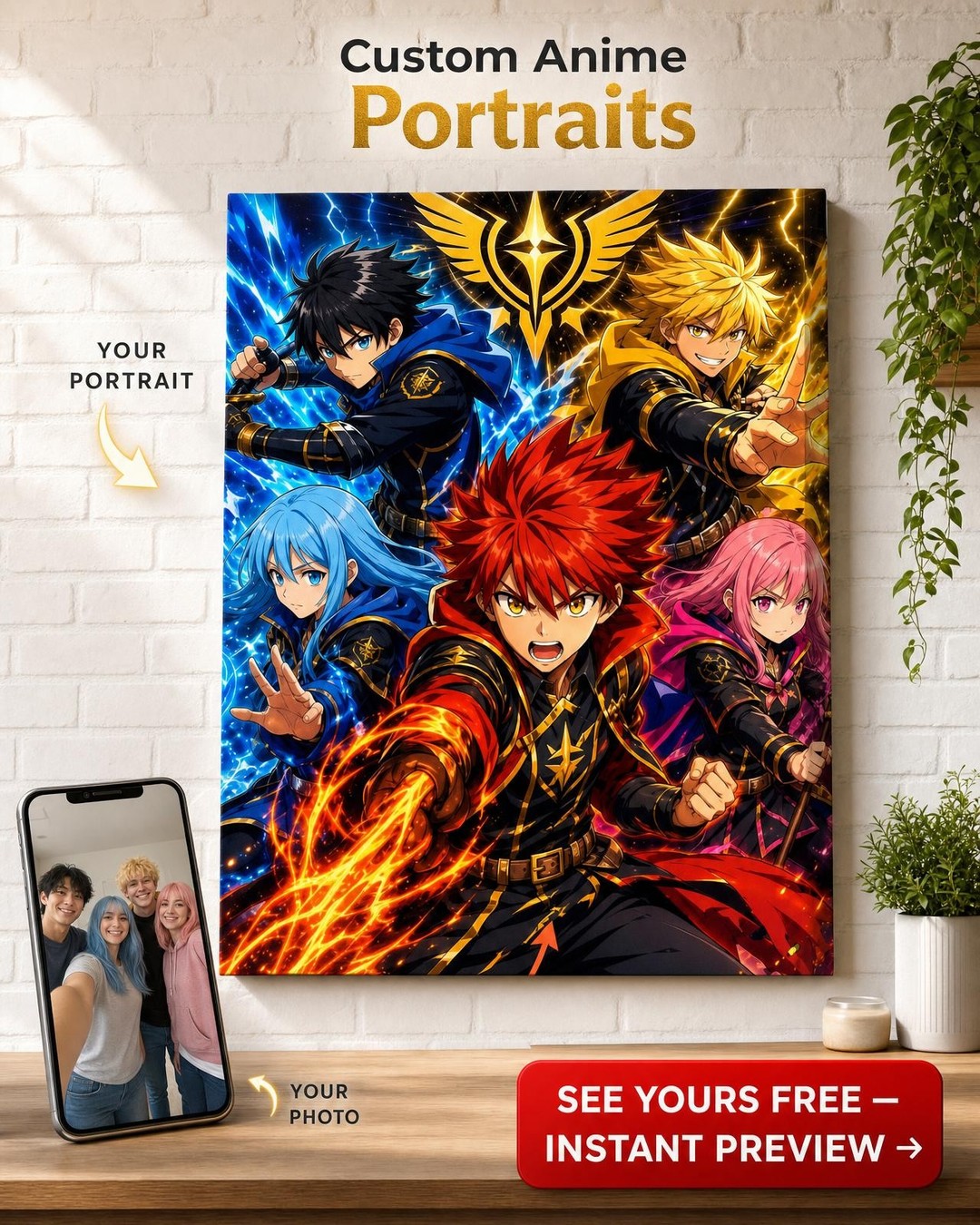 Anime Warrior Couple Portrait Gift