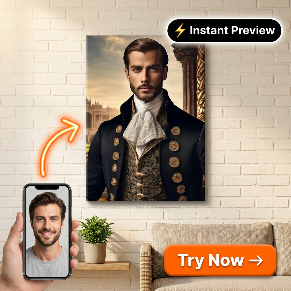 Custom Baroque Single Man Portrait — Regal Canvas from Photo
