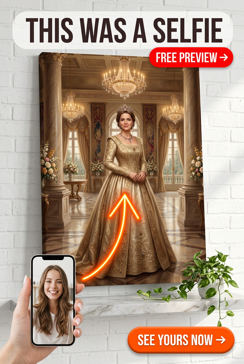Custom Royal Woman Portrait — Regal Canvas from Photo