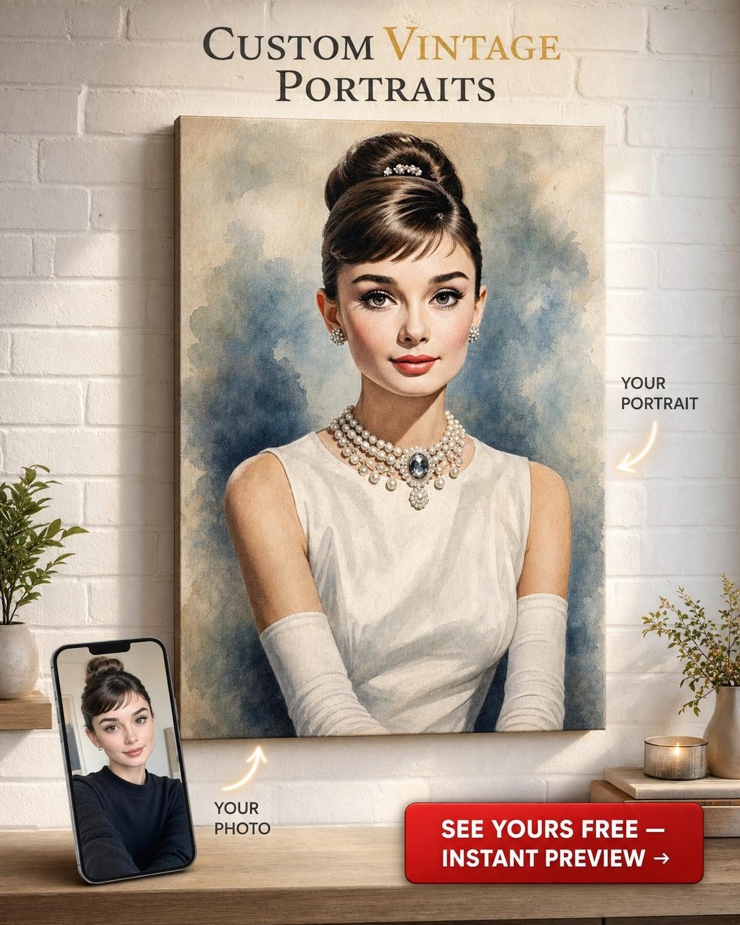 Custom Watercolor Woman Portrait — Whimsical Art