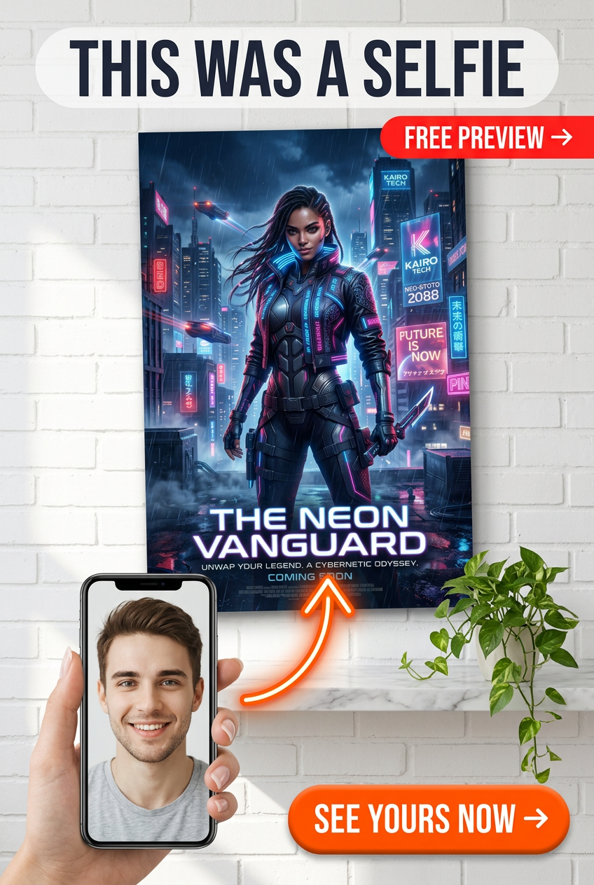 Neon Dreamscapes Futuristisches Portrait auf Leinwand
