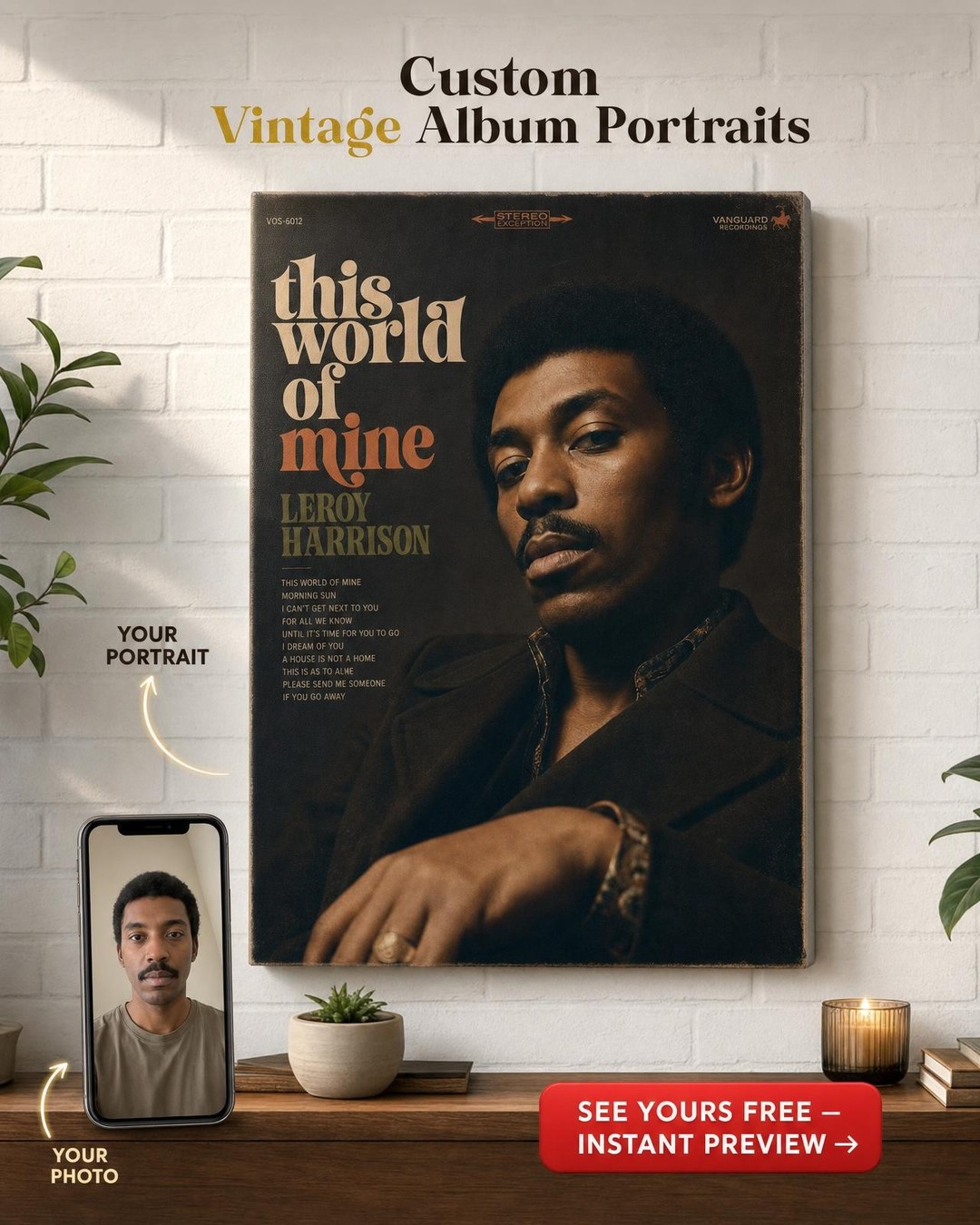Custom Album Man Portrait — Music Art Canvas