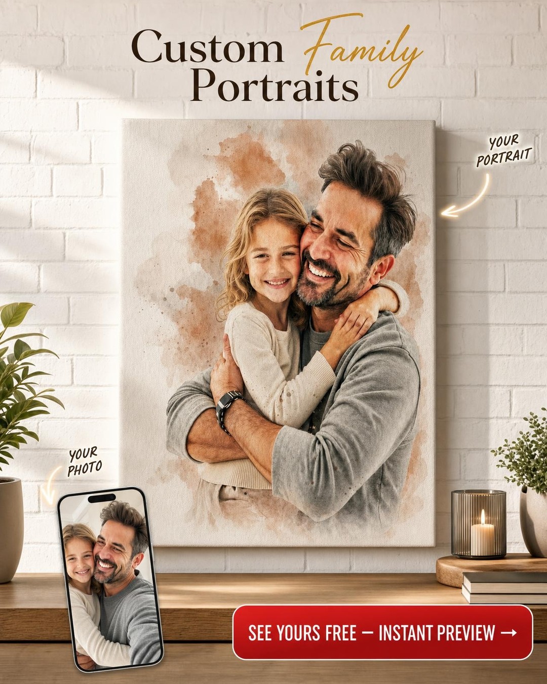 Premium Custom Portrait from Photo | Personalized Canvas Gift