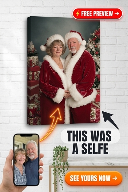 Santa-Inspired Custom Portrait from Photo | Personalized Canvas Gift for Couples