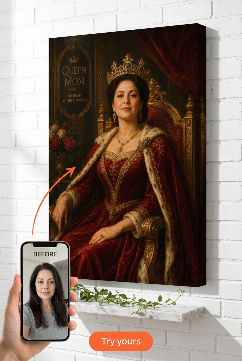 Queen Mom Royal Portrait Custom Portrait from Photo | Personalized Gift