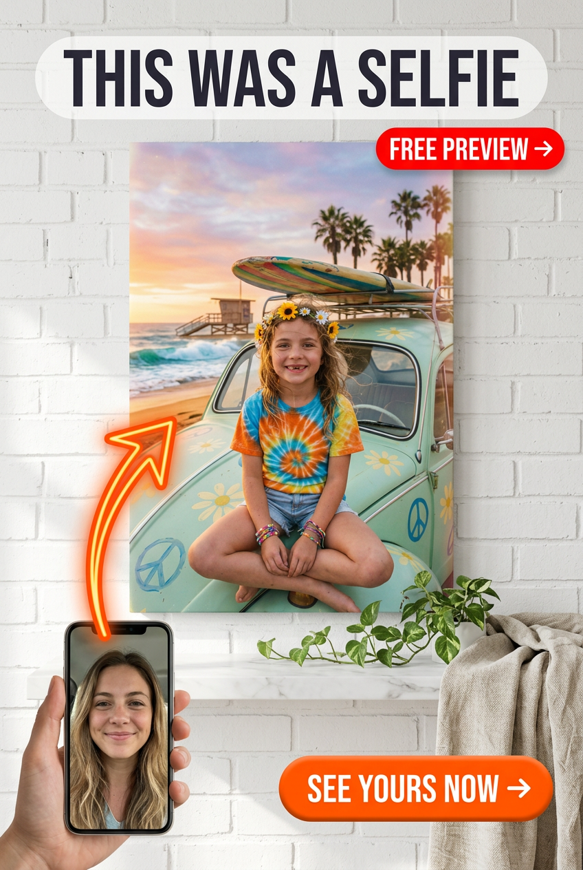 Custom Kids Cars Portrait — Whimsical Beach Adventure Canvas