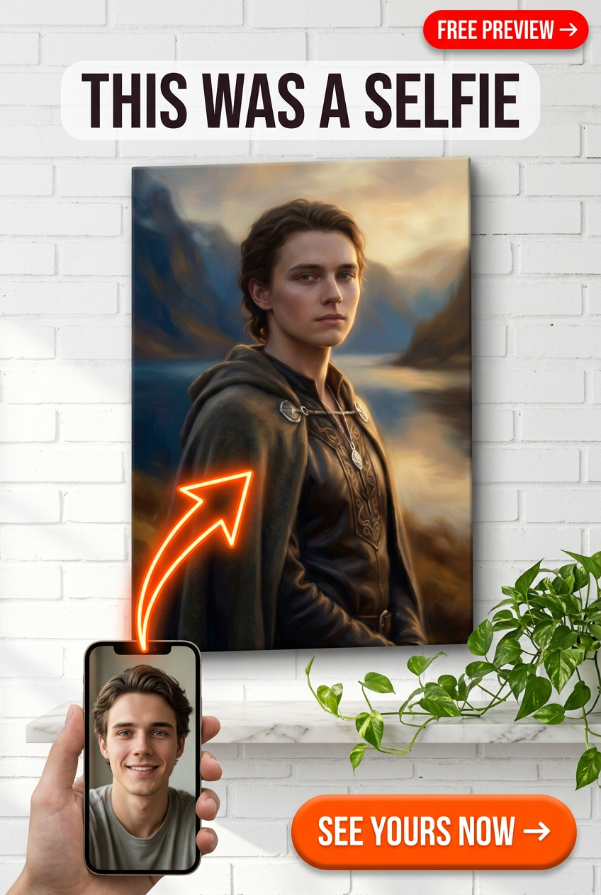 Custom Fantasy Man Portrait — Heroic Warrior from Photo Canvas