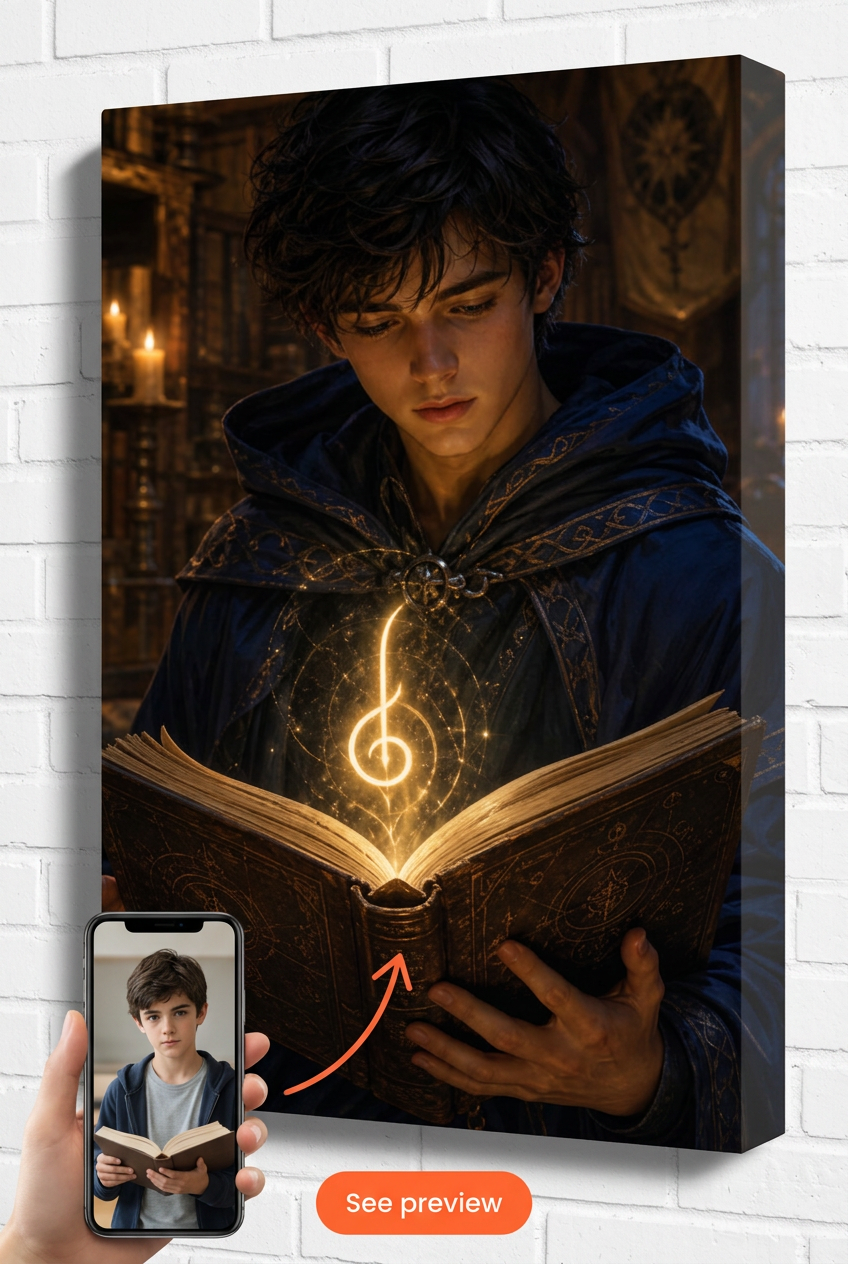Custom Harry Potter Boy Portrait — Magical Wizard Canvas from Photo