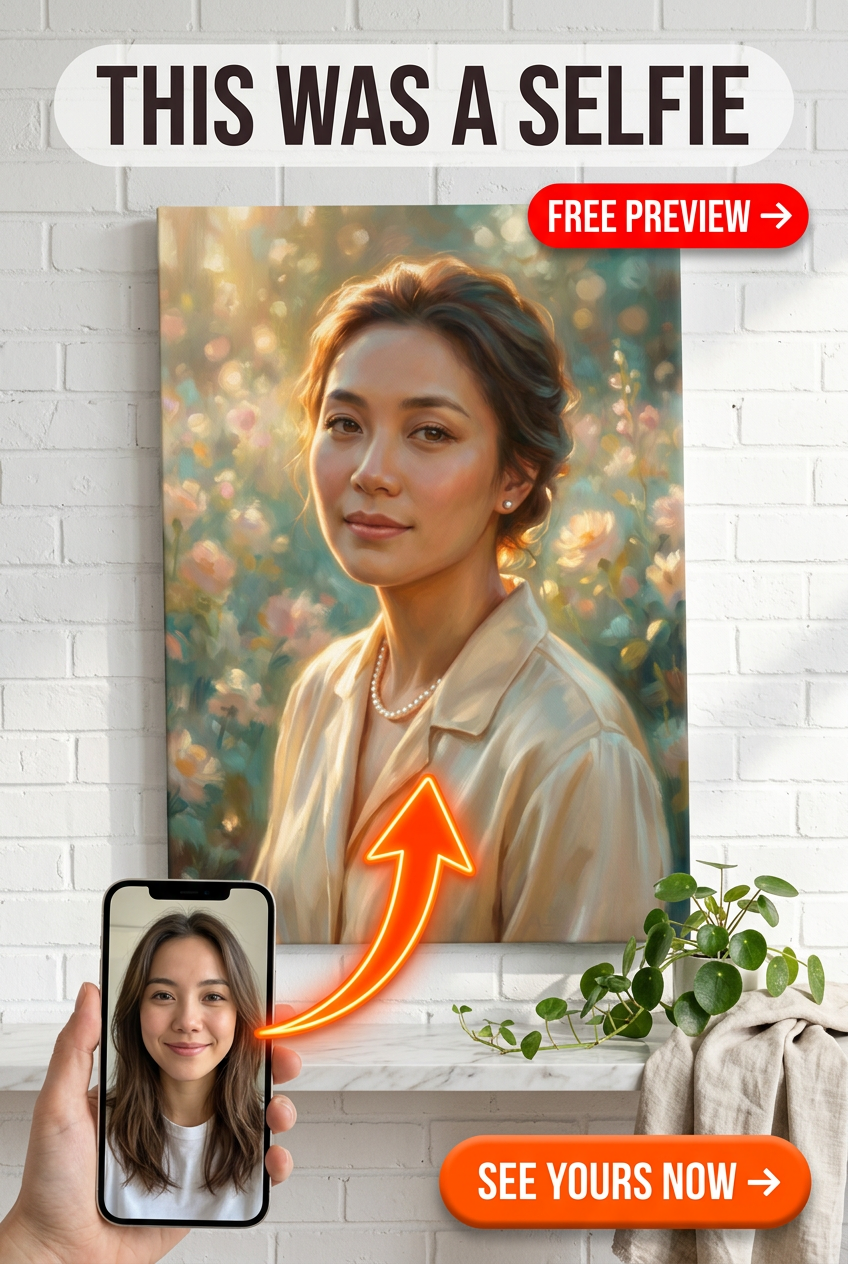Custom Garden Woman Portrait — Serene Floral Canvas from Photo