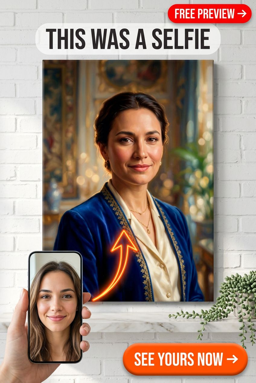 Custom Royal Woman Portrait — Regal Canvas from Photo