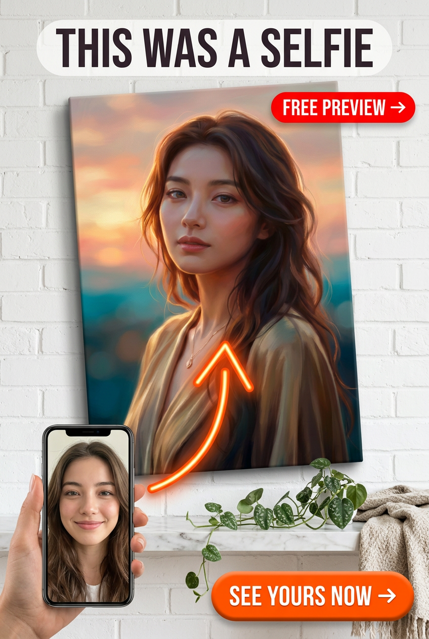 Custom Sunset Woman Portrait — Serene Canvas from Photo