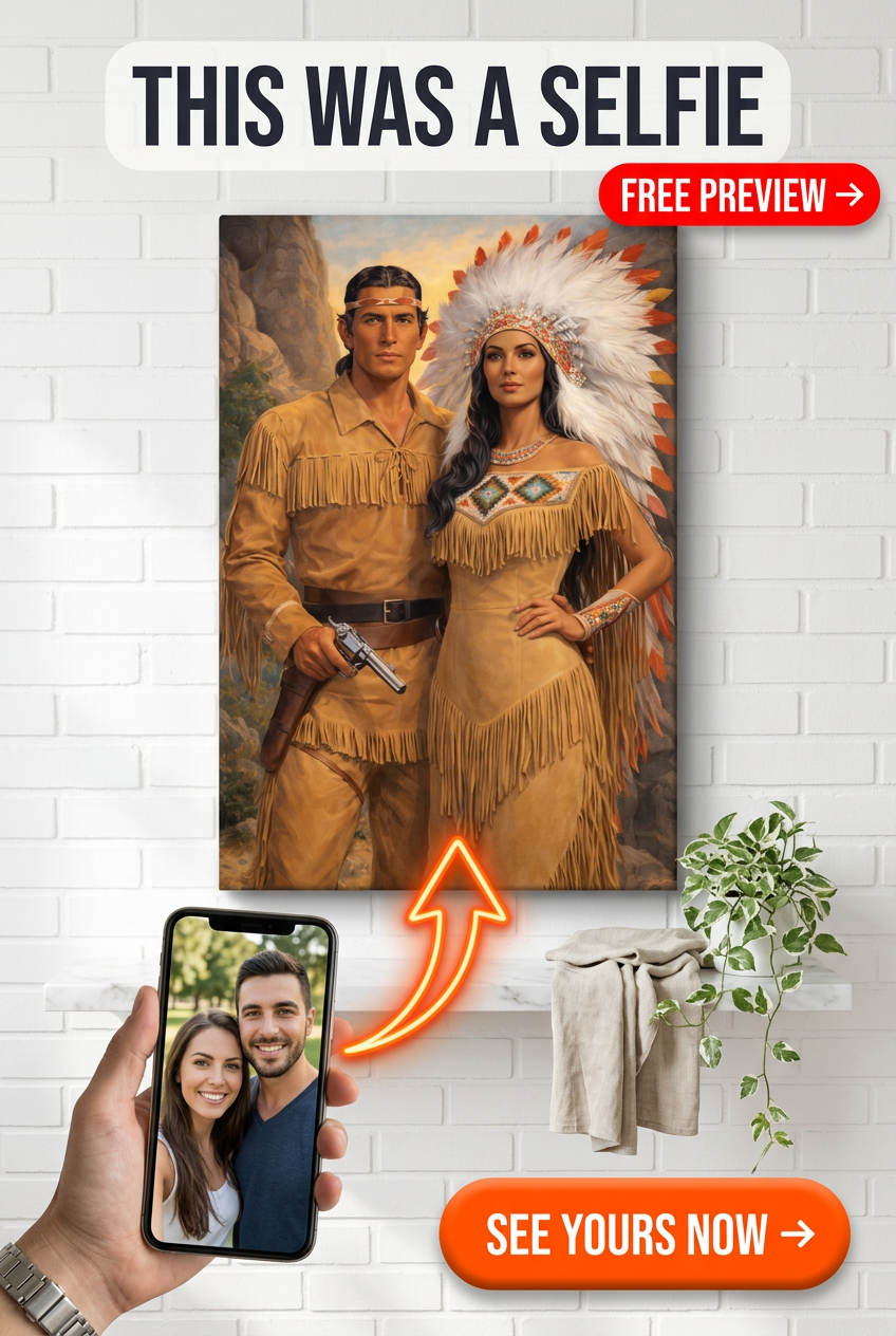 Custom Cowboy Couple Portrait — Regal Western Canvas from Photo
