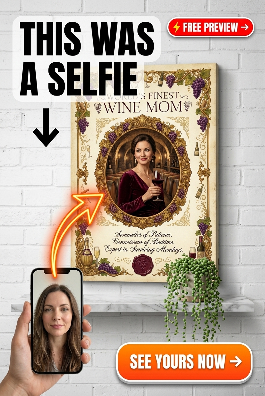 Custom Mother's Day Wine Portrait — Whimsical Canvas from Photo