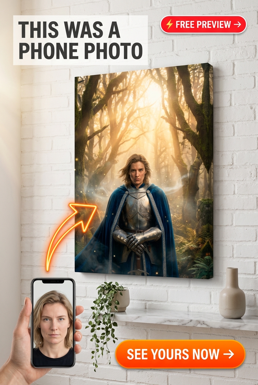 Custom Knight Portrait for Him — Regal Armor Canvas
