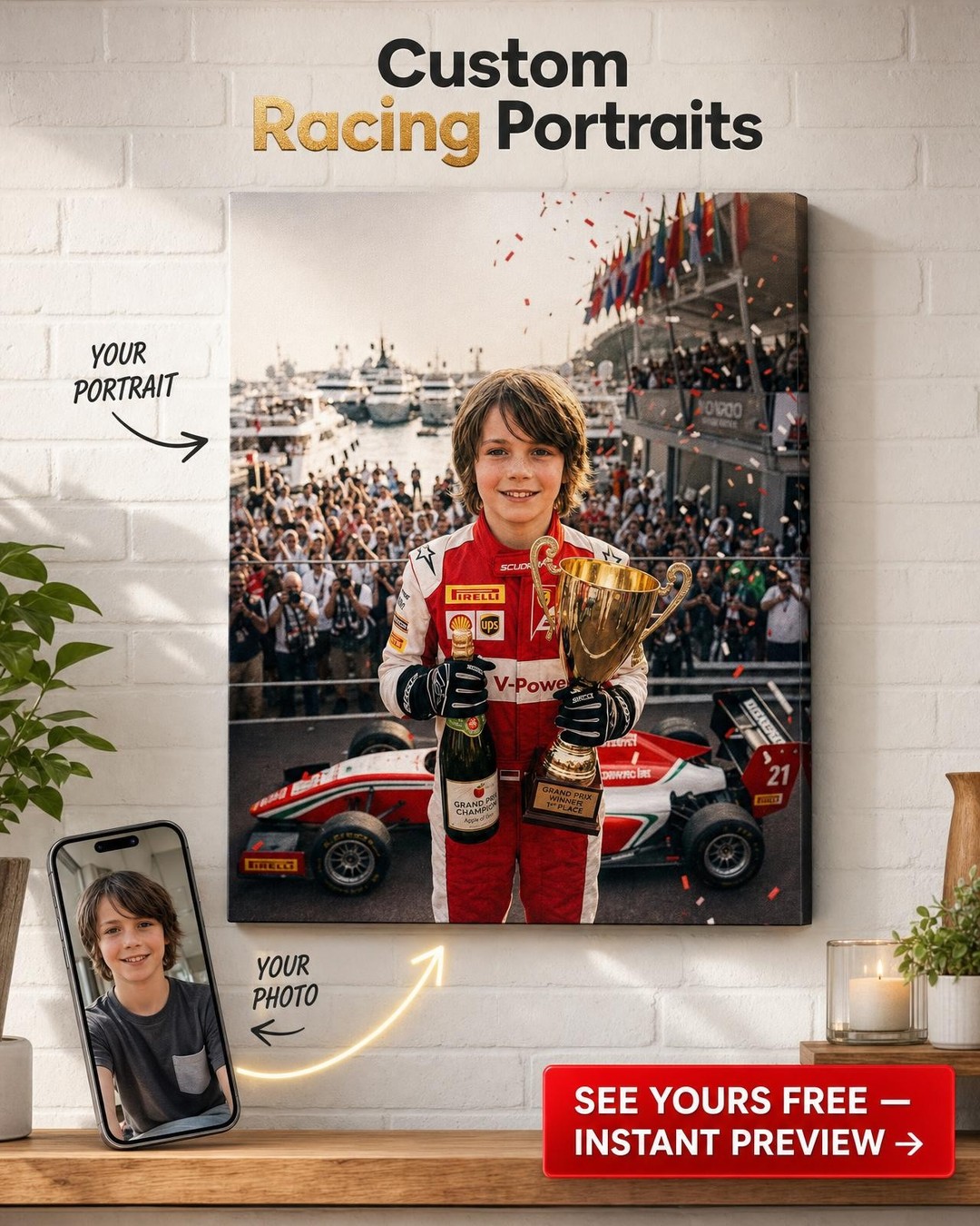 Celebrate His Wins: Custom Athlete Portrait