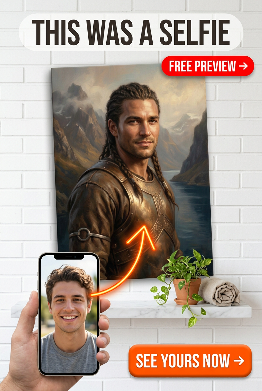 Custom Viking Man Portrait — Heroic Armor Canvas from Photo
