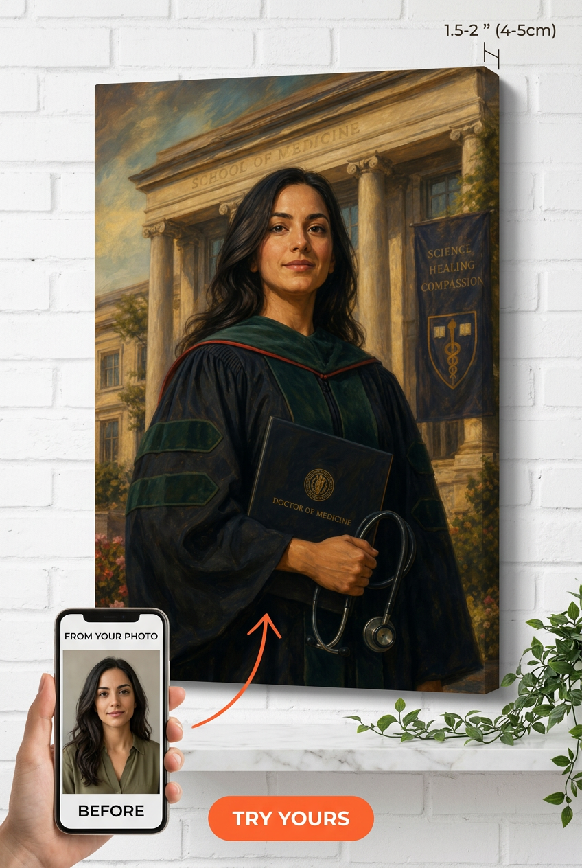 Custom Graduation Medical Woman Portrait — Heroic Canvas from Photo