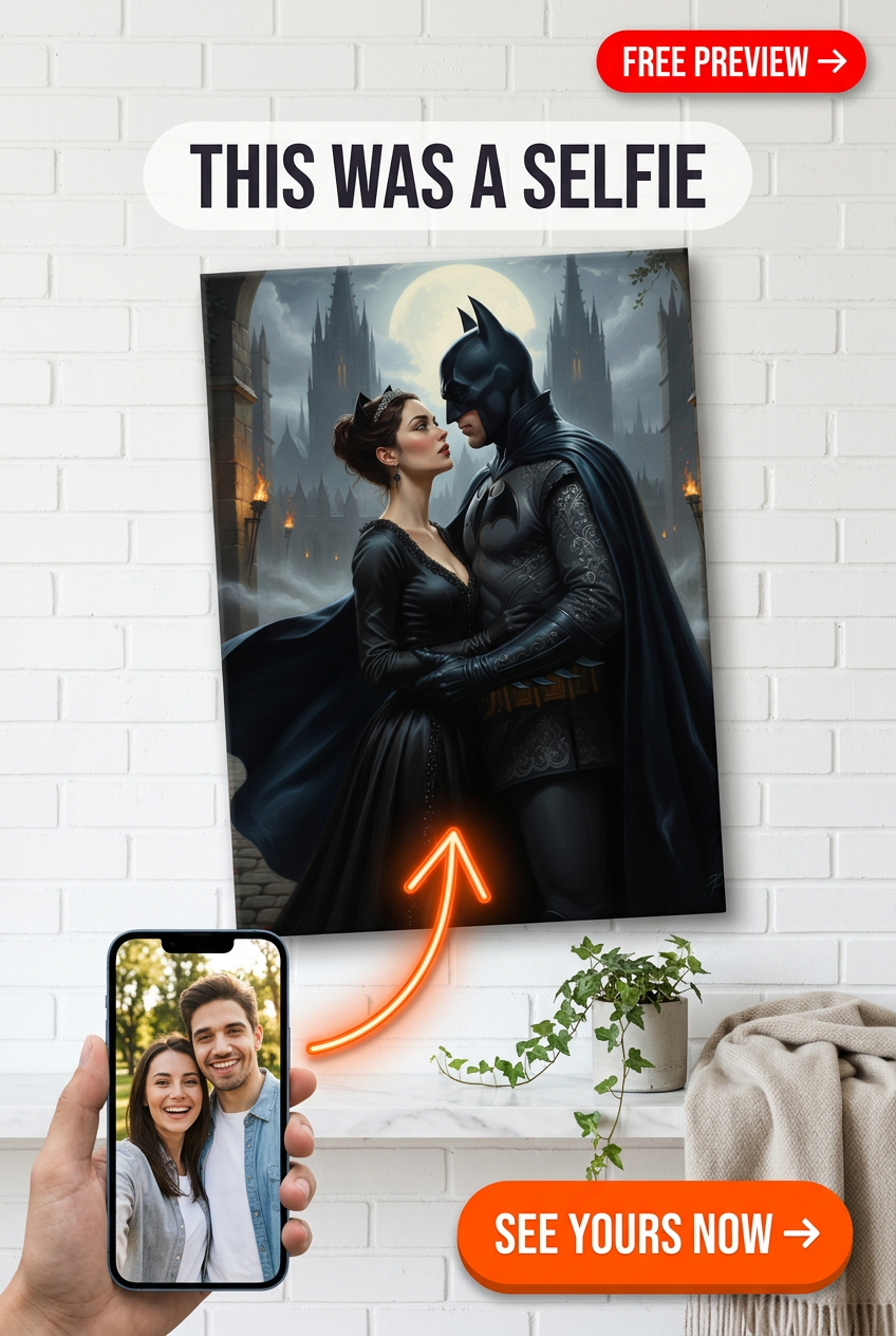 Gothic Romance Canvas: Batman & Catwoman