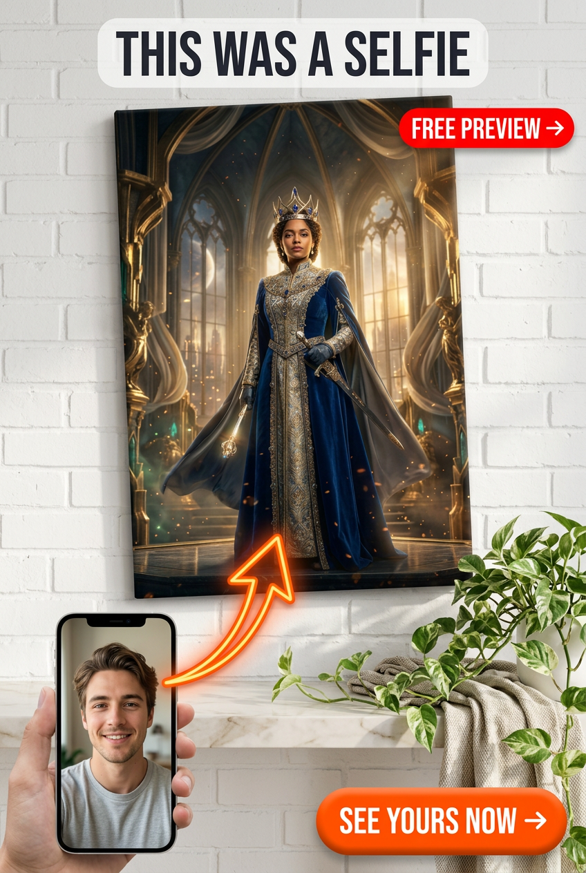 Majestueus Opstijgend Canvasportret - Koninklijk Persoon