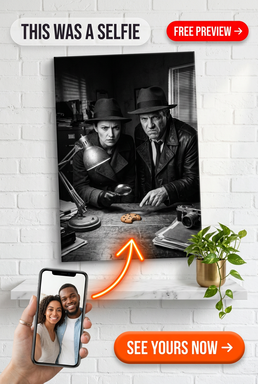 Custom Police Couple Portrait — Whimsical Detective Canvas from Photo