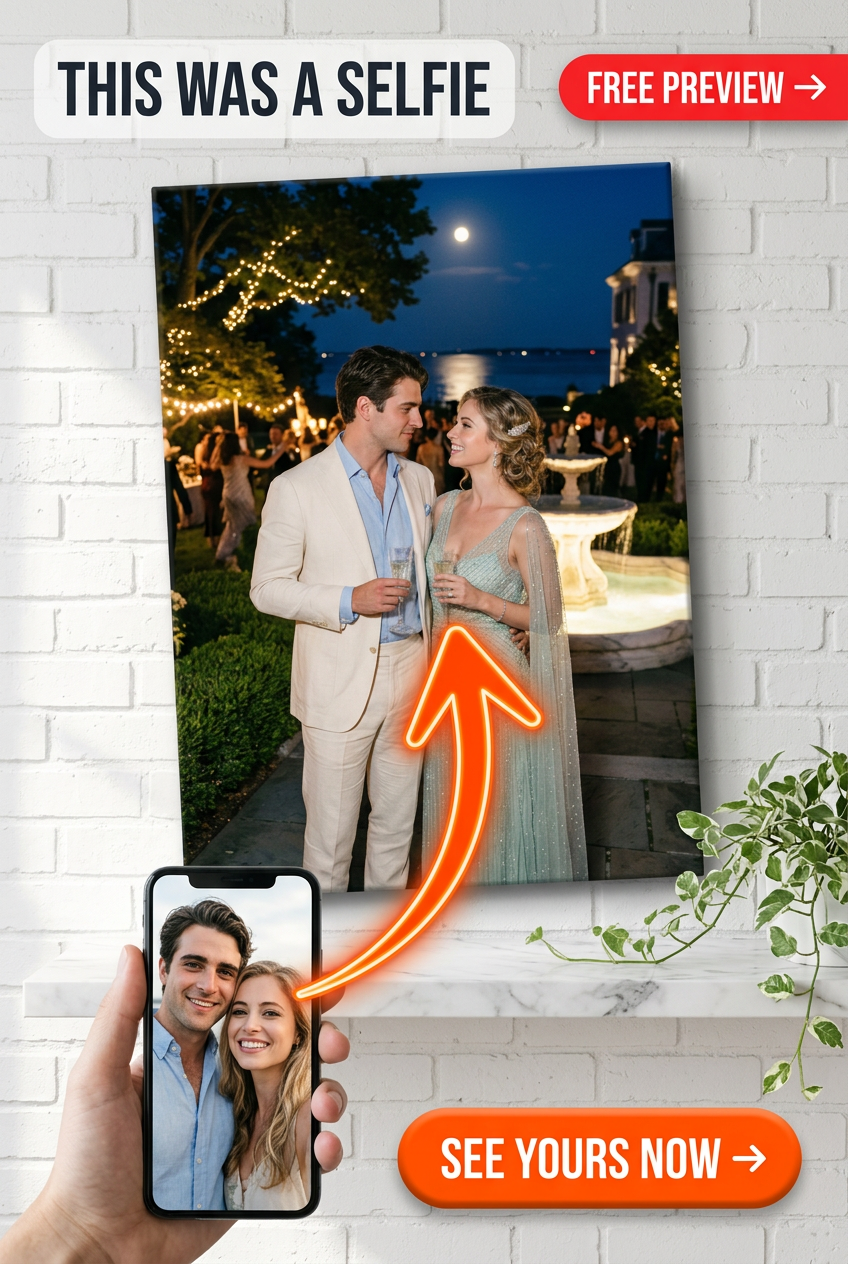 Custom Wedding Couple Portrait Canvas — Personalized from Photo