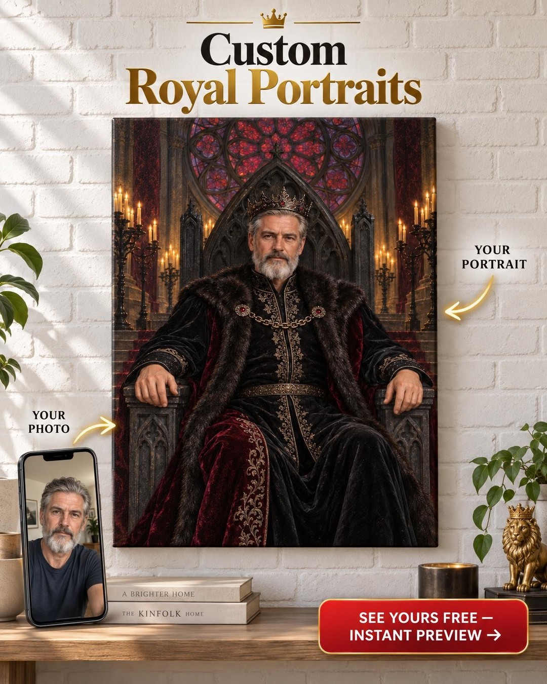 Dark King Custom Portrait from Photo | Personalized Gothic Portrait Gift